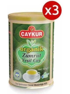 Çaykur Organik Zümrüt Yeşil Çay 125 gr x 3 Adet Siyah Çay İçerikli Lezzetli Seçenek