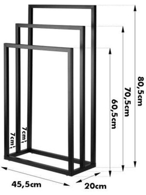 W Home Üçlü Set Ayaklı Metal Havluluk - Dekoratif Ayaklı Askılık