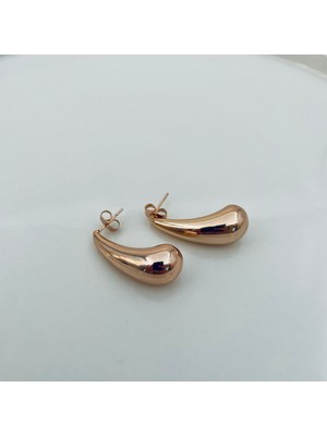 Xupıng Jewelry 14 Ayar Altın Kaplama,damla Model Rose Gold Küpe