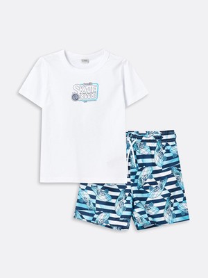 LC Waikiki Lcw Kids Bisiklet Yaka Erkek Çocuk Tişört ve Deniz Şortu