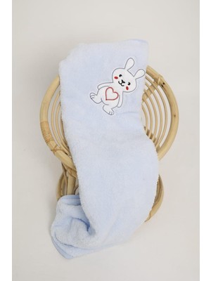 Evlen Home Collection Nakışlı Bebek Battaniyesi Yumuşak Wellsoft Peluş 90X100CM Beşik Battaniyesi Hafif Yenidoğan