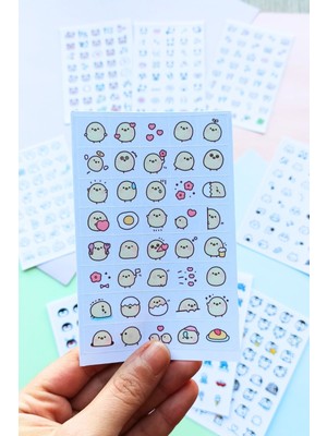 Mona Craftist 400 Adet Mini Kare Sevimli Sticker Seti Ajanda Emoji Bullet Journal Planlaycı Günlük