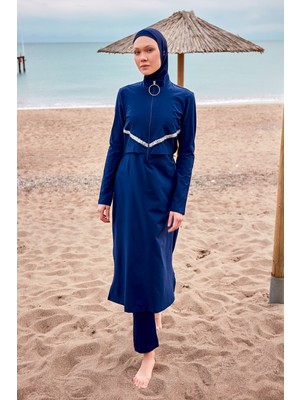 Marina Paraşüt Lacivert Tam Kapalı Tesettür Mayo M2411