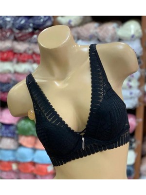Belvü Geometrik Göğüs Dantel Içi Boş Sütyen 1176 Siyah