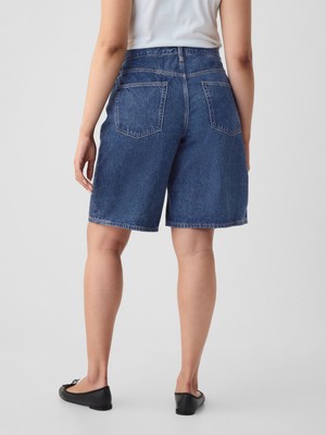 Gap Kadın Mavi 11.5" Mid Rise Longline Denim Şort