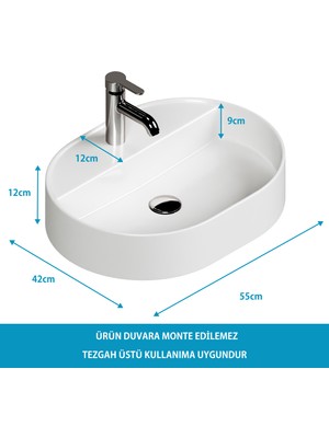 Aqua Bagno Bianzo Lavabo 55 x 42 Cm. Beyaz