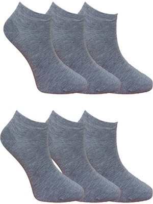 Alessa Socks Bambu Patik Kısa Çorap Gri 6 Çift Yıkamalı Burun Dikişsiz Erkek