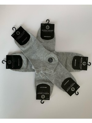 Alessa Socks Bambu Patik Kısa Çorap Gri 6 Çift Yıkamalı Burun Dikişsiz Erkek