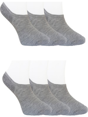 Alessa Socks Bambu Sneakers Kısa Gri 6 Çift Yıkamalı Burun Dikişsiz Unisex