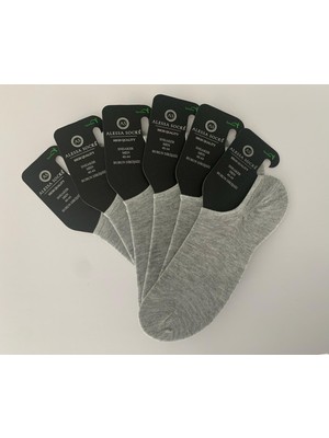 Alessa Socks Bambu Sneakers Kısa Gri 6 Çift Yıkamalı Burun Dikişsiz Unisex