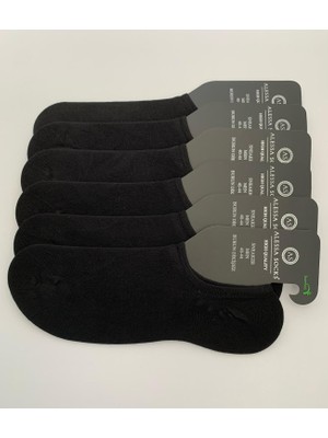 Alessa Socks Bambu Sneakers Kısa Siyah 6 Çift Yıkamalı Burun Dikişsiz Unisex