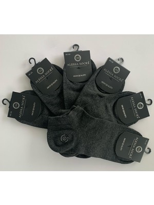 Alessa Socks Bambu Patik Kısa Çorap Antrasit 6 Çift Yıkamalı Burun Dikişsiz Erkek