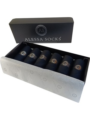 Alessa Socks Bambu 6 Lı Koyu Lacivert Erkek Uzun Soket Düz Çorap Burun Dikişsiz, Yıkamalı