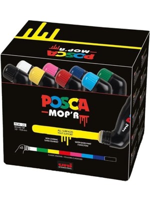 Uni-Ball Uni Posca 3.0-19.0 Su Bazlı Mop Markörü 8'li Set Renkli Keçeli Kalemler PCM-22C