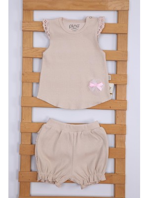 Babydola Bayramlık Kaşkorse Dantelli Tül Fiyonk Kız Bebek Çıtçıtlı Yazlık Ikili Takım