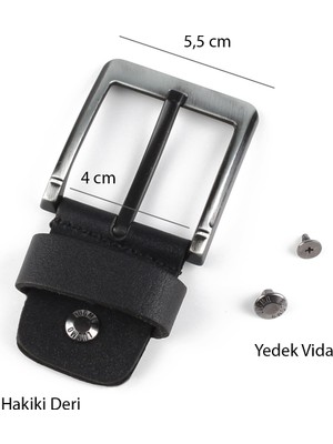 Yedek Kemer Tokası  Hakiki Deri 4.5 cm Siyah