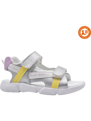 Kids A More Jules Çift Cırtlı Deri Kız Çocuk Sandalet Gümüş