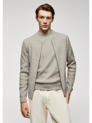 Mango Man Yün Karışımlı Nervürlü Hırka