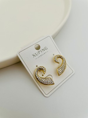 Xupıng Jewelry 14 Ayar Altın Kaplama, Deniz Atı Zirkon Taşlı Küpe