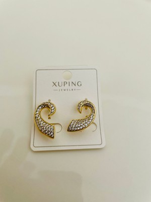 Xupıng Jewelry 14 Ayar Altın Kaplama, Deniz Atı Zirkon Taşlı Küpe