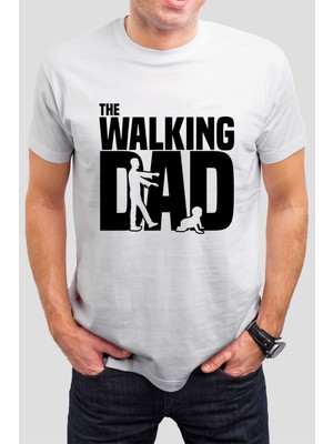 T-35 Beyaz The Walking Dad Babalar Günü Baskılı Unisex Tişört C609