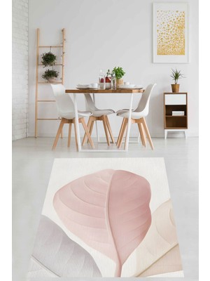 Pelangi Minimal Yapraklar Soyut Yıkanabilir Kaymaz Taban Leke Tutmaz Salon Halısı