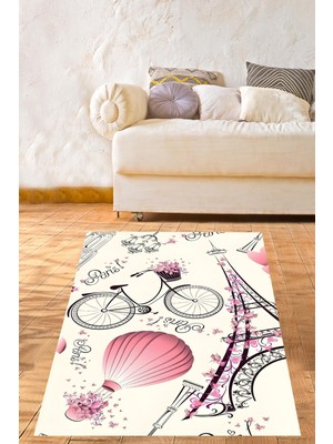 Pelangi Paris Tasarım Yıkanabilir Kaymaz Taban Leke Tutmaz Salon Halısı