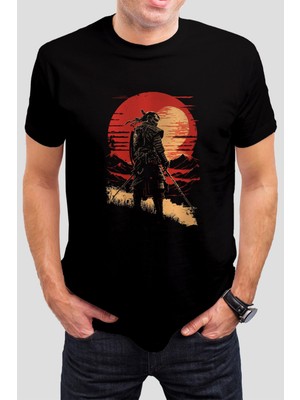 T-35 Samurai Baskılı Siyah Unisex Tişört C546