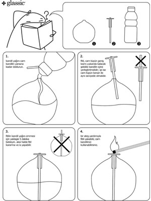 Glassic Cassini Mürdüm cam Kandil Seti (3 Adet Cam Kandil - 200 ml Kandil Yağı - 3 Adet Kandil Fitili )