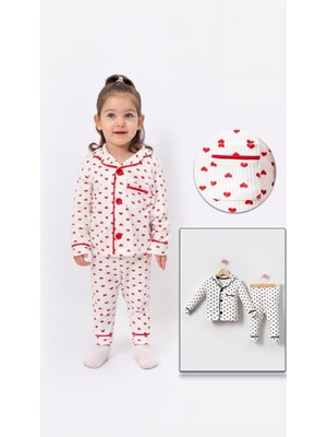 Trend Baby Kids Kız Bebek Pijama Takımı Siyah Kalp Desenli  6-18 Ay