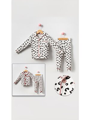 Trend Baby Kids Kız Bebek Pijama Takımı Leopar Kırmızı Detay  6-18 Ay