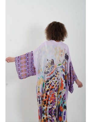 Zelish My Sister Mor Kenya Kaplan Desenli Kimono