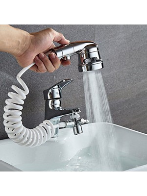 Xingfeng2 Beyaz Hortum Havzası Musluk Ayrıştırma Vanası Duş Başlığı ile Banyo Mutfak Musluk Adaptörü Splitter Seti Su Yönlendirme Duş Seti Salon Için (Yurt Dışından)