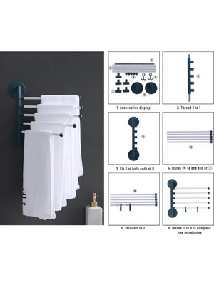 Xingfeng2 Beyaz-C Yaratıcı Döner Havlu Çubuğu Duvara Montaj Banyo Havlu Askısı Tutucu Depolama Organizatör Uzay Tasarruflu Havlu Demiri 3/4/5 Arms (Yurt Dışından)