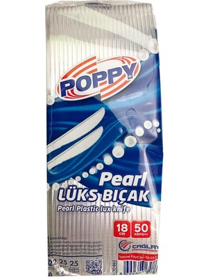 Poppy Plastik Tek Kullanımlık Lüks Bıçak - 18 Cm. - 3.40 Gram - Şeffaf - 50 Adetlik Paket