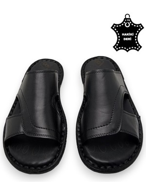 Magic Shoes Tamamen  Deri ve Topuk Yastık Sistemli Ortopedik Erkek Terlik