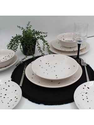 Arna Porselen Point 8 Parça 2 Kişilik Yemek Takımı Siyah