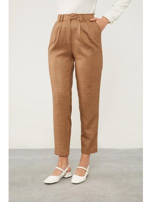 Lêvi D'or Latte Keten Kumaş Havuç Pantolon