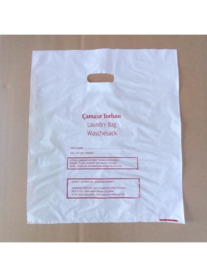 3D Tüketim Otel Hijyenik Kirli Çamaşır Poşeti - 40 x 50 cm - Laudry Bag Otel Buklet