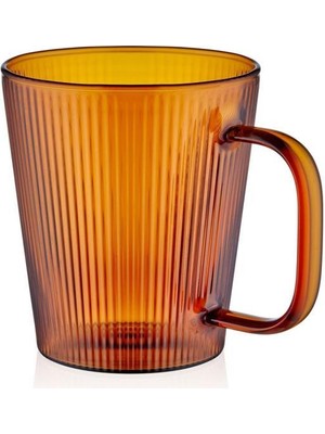 The Mia Striped Borosilikat Cam Kupa Amber 400 Ml