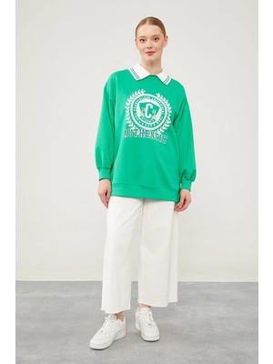 Levidor Benetton Polo Yaka Arma Baskılı Sweatshirt