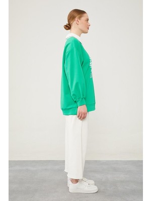 Levidor Benetton Polo Yaka Arma Baskılı Sweatshirt