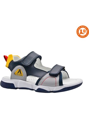 Kids A More Jong Çift Cırtlı Deri Erkek Çocuk Sandalet Lacivert