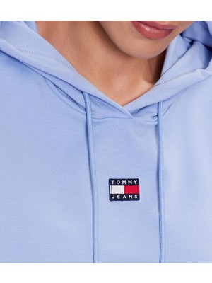 Tommy Hilfiger Tommy Jeans Spr Crop Xs Badge Hoodie Kadın Mavi Sweatshirt