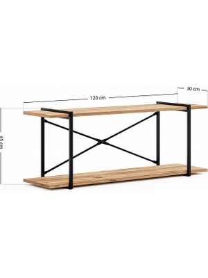 Güzelkan Madeni Eşya Televizyon Ünitesi Tv Standı Raflı Metal Sehpa Çam 1379