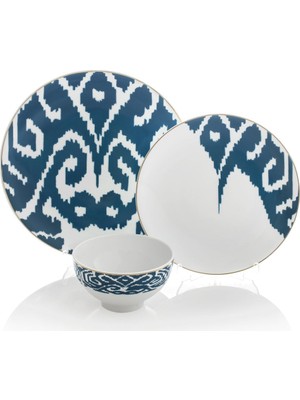 Zm Decor Ikat Mavi Dubai 12 Parça Takım
