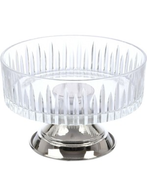 Zm Decor Gümüş Ayaklı Büyük Boy Kristal Kase 25CM