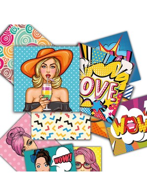 Tink Kendinden Yapışkanlı Karma Popart Desenli Pvc Karo 20X20 cm 6'lı Paket