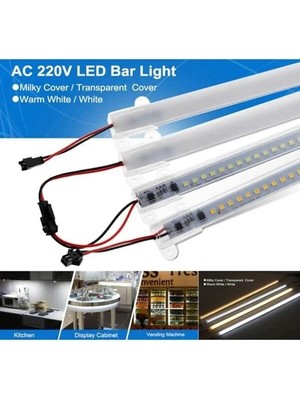 Dora Led  220 Volt 4014 Çubuk LED Beyaz 6000-6500K -Şeffaf Cam 50 cm Kasalı Dim Edilebilir Bar LED 220V