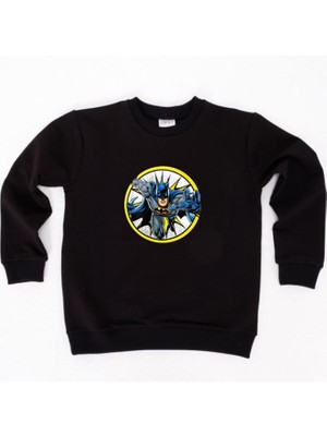 Sedirli Batman Baskılı Pamuklu Kumaş Çocuk Sweatshirt